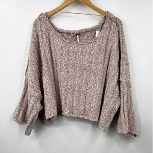 Free People Sweater Womens Good Day Rib Crop Pullover Stretch Brown‎ Size Medium
